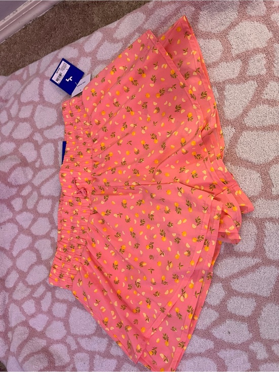 JoyLab Pants - JoyLab Coral Pink Athletic Shorts with Yellow Lemon Print